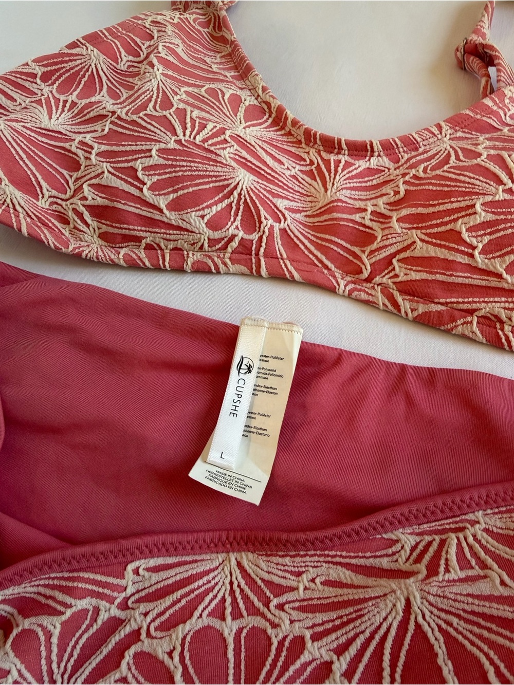 Cupshe High-Waist Pink Floral Bikini Top and Bottom - Women Swim - Picture 6 of 6